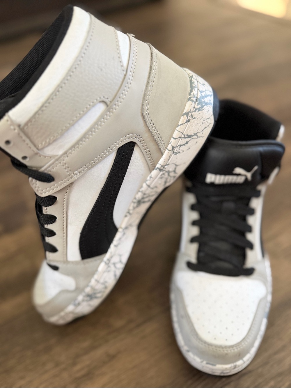 Puma Rebound Layup High Top white black sneakers Shoes Sports Casual 7